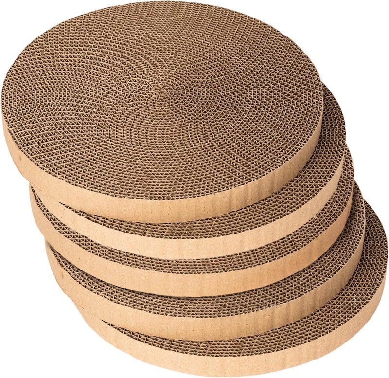 THAMIAO Round cat Scratcher Refill, 10 inch Diameter, 7/8 inch Thickness Scratcher Replacement Pads, Scratching Board Circle, Scratch pad, scratchers for Indoor Cats (5 pcs) - Image 1